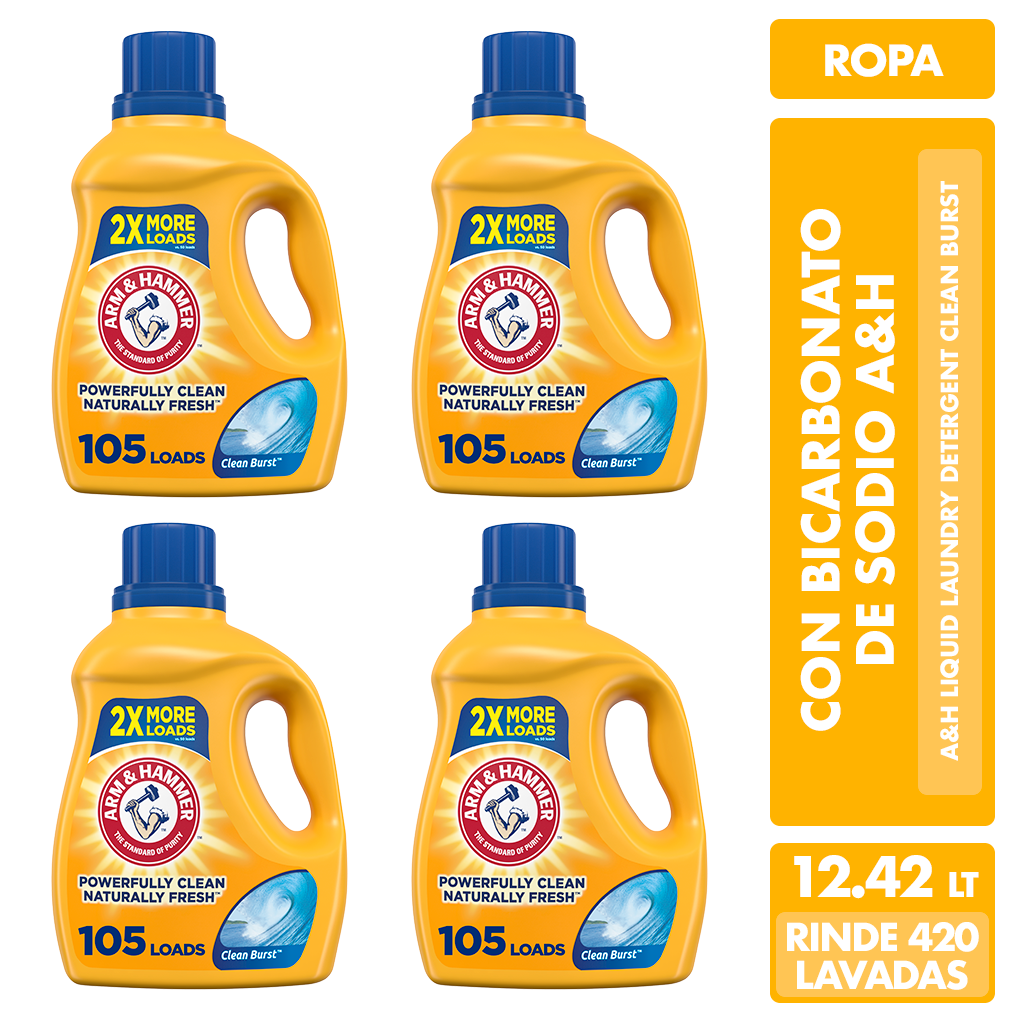 Detergente líquido para ropa ARM & HAMMER más OxiClean, fragancia fresca,  quitamanchas y de alta eficiencia