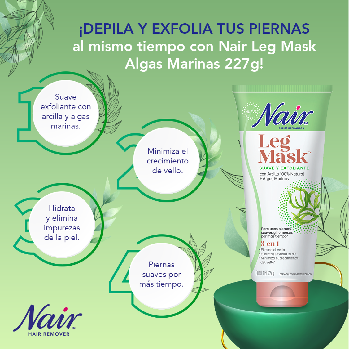 Crema Depiladora "Mascaras para Piernas" Algas Marinas 227g